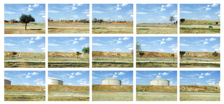 Fifteen small images of a landscape in Johannesburg
