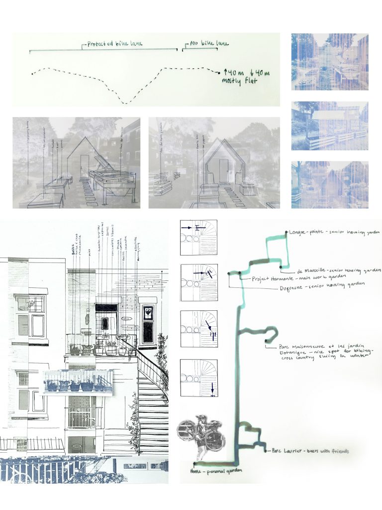 A sketch of an architectural design with related various drawings and diagrams created by a student in the STUDIO FIRST program