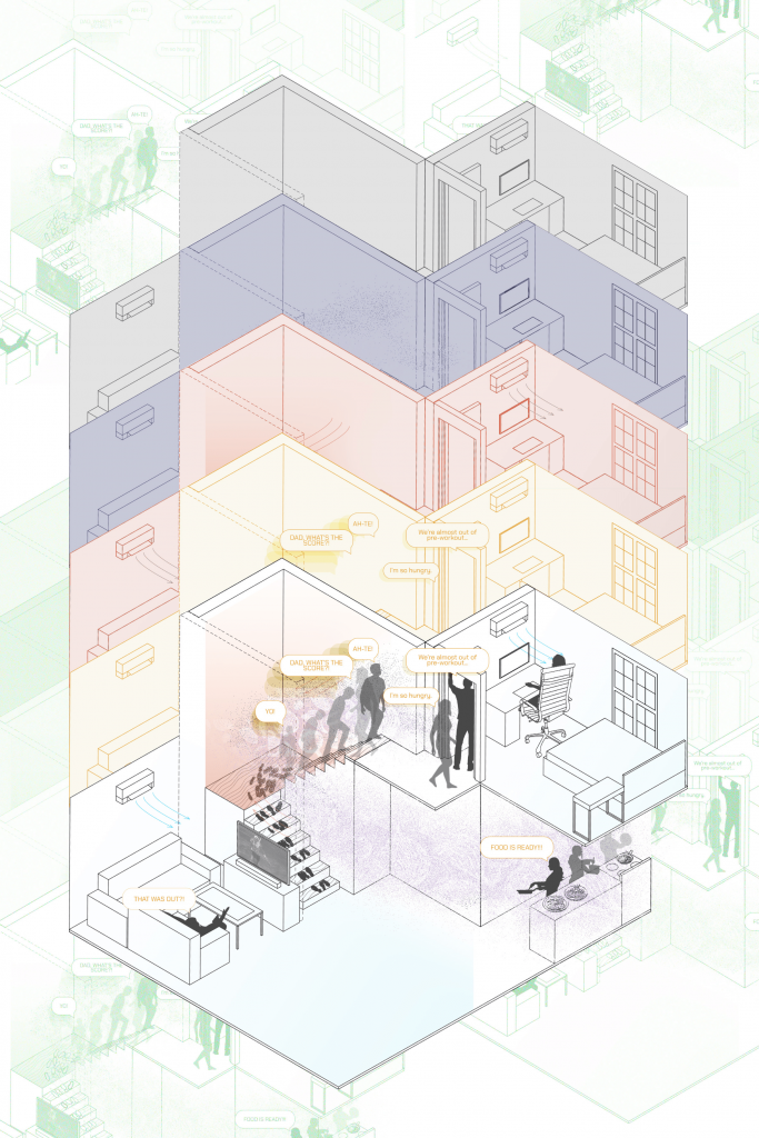 An isometric diagram of an interior design created by a student in the STUDIO FIRST program