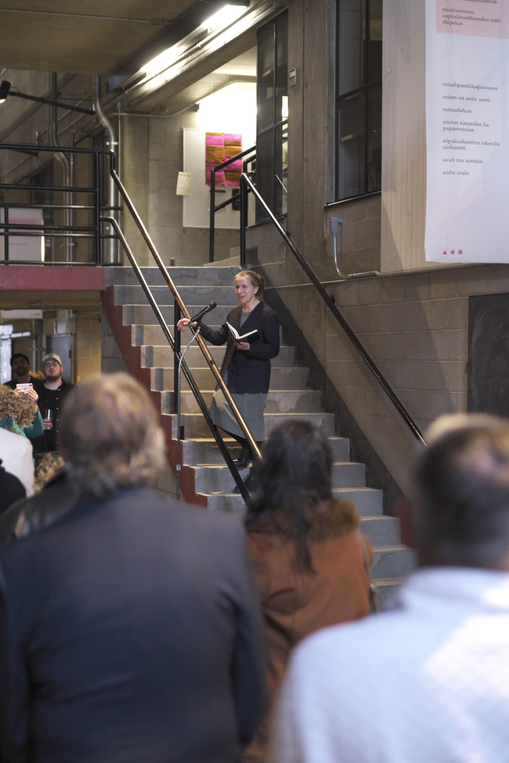 Anne Bordeleau standing in the Main Street giving a speech.
