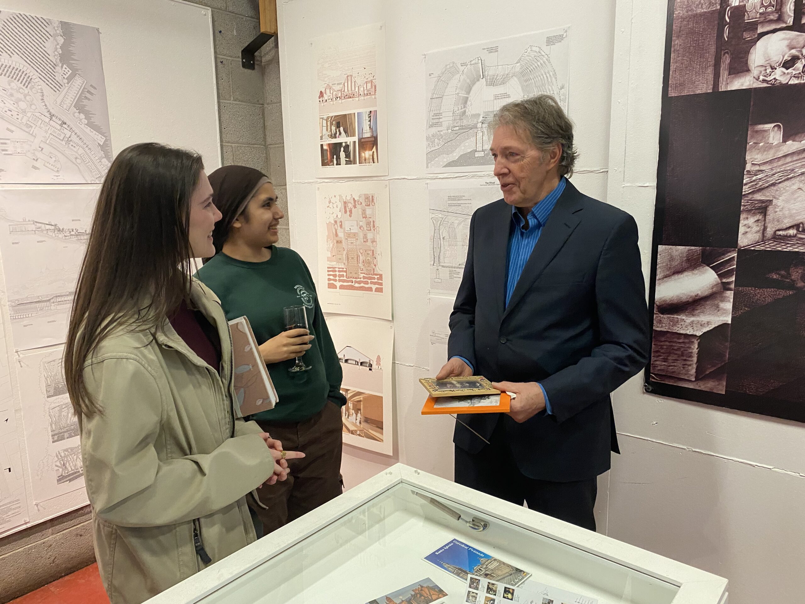 Jim Mountain talking with students.
