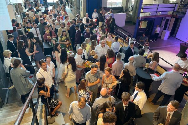 people gathered in the pit for the 2025 convocation reception